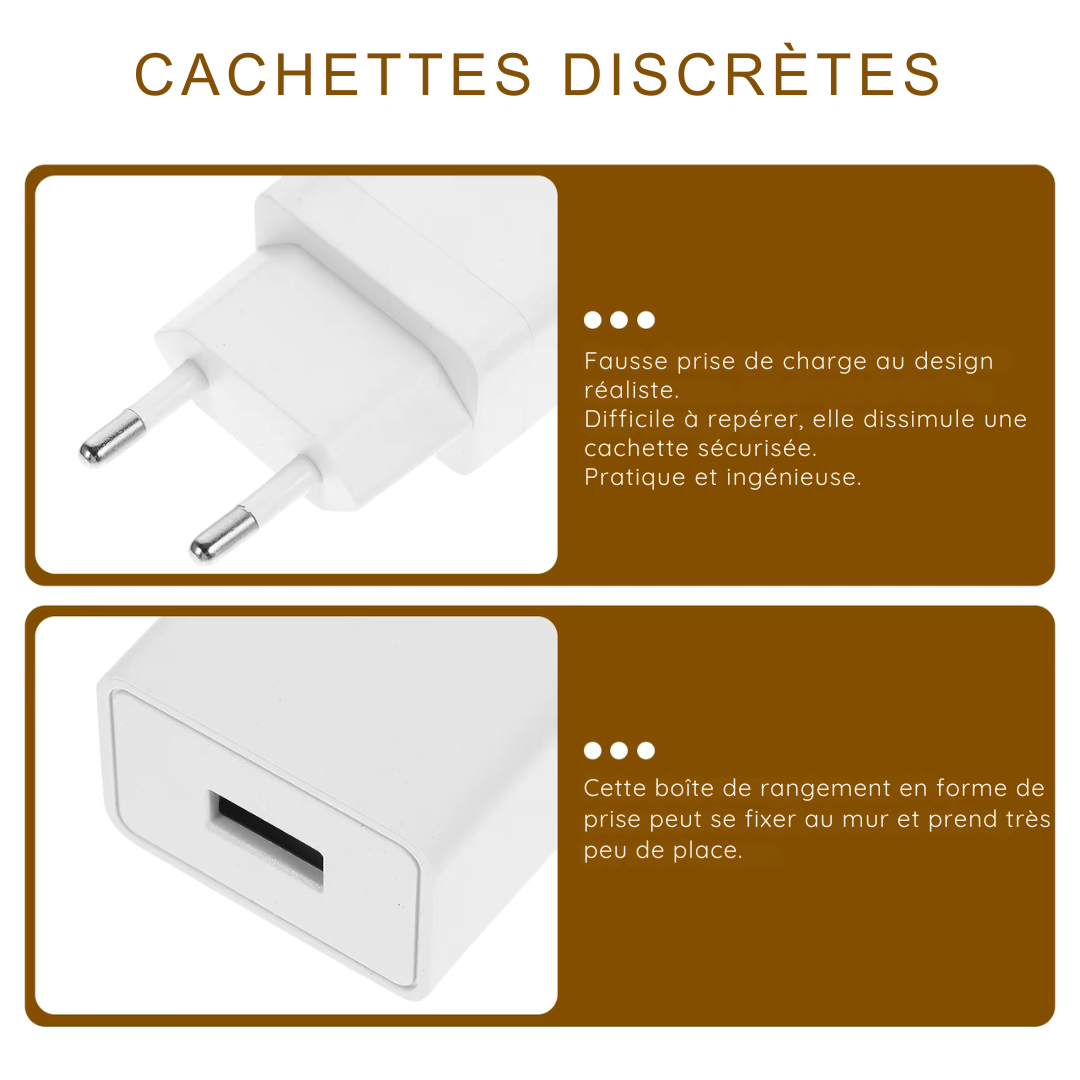 Cache Prise Secret™ – Boîte de Rangement Déguisée pour Objets Précieux