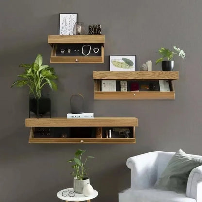 SecuShelf™ – Étagère Flottante avec Compartiment Secret en Bois Massif