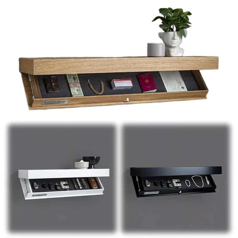 SecuShelf™ – Étagère Flottante avec Compartiment Secret en Bois Massif